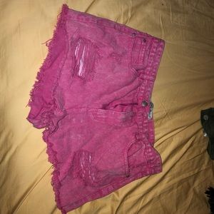 Pink primark distressed shorts